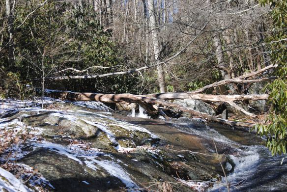 The waterfall behind the house.