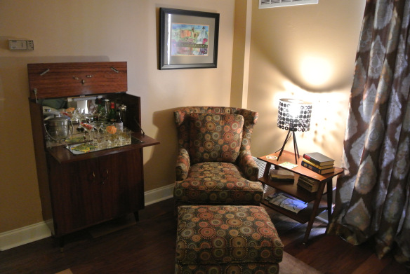 The comfy chair and ottoman.