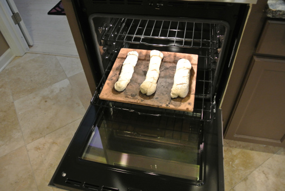 Bread in the oven.