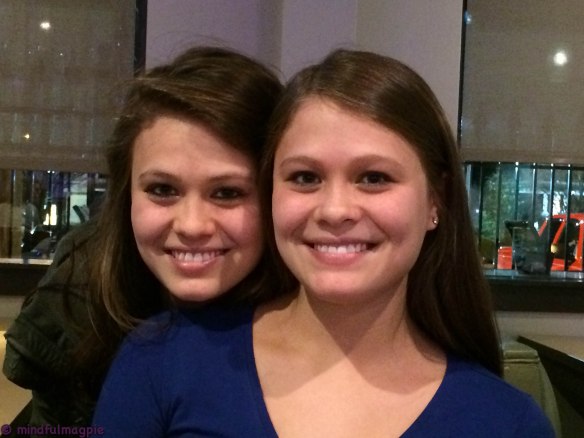 My sweet Heather, on the right, with her sister, five days before the baby was born.